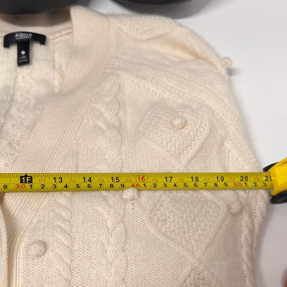 AQUA 100% Cashmere Cable Knit Fisherman Cardigan - 100% Exclusive - Picture 5 of 7